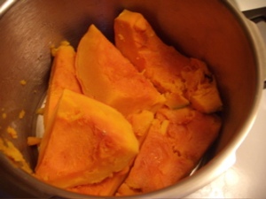 Cook whole pumpkin